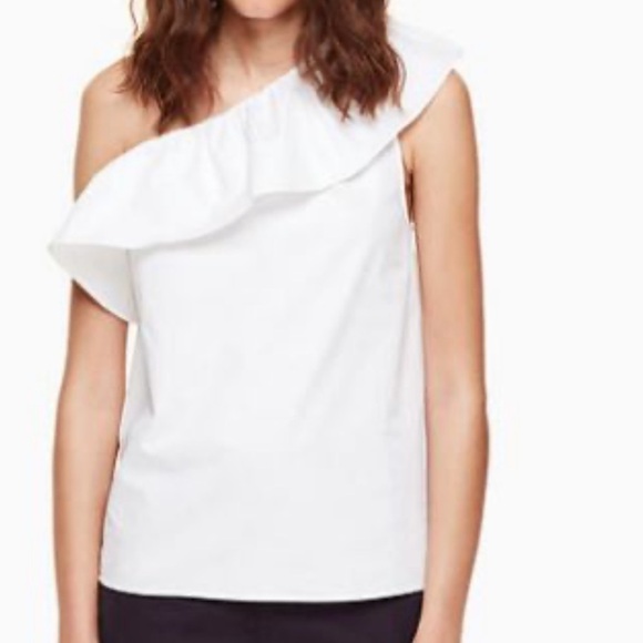 KATE SPADE Poplin One Shoulder Top White Size XXL NEW - Picture 3 of 10